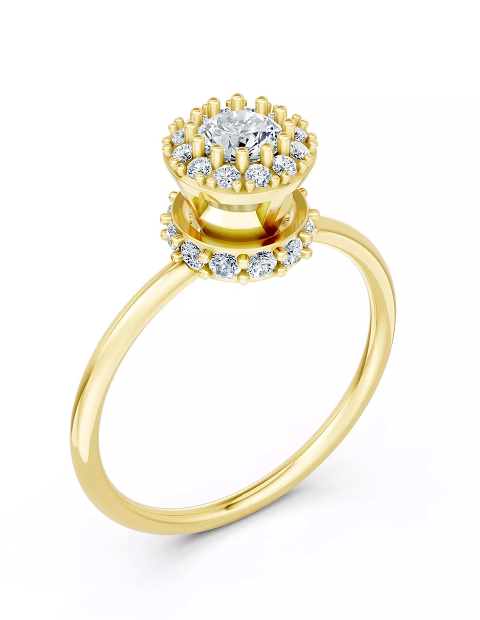 Anillo de compromiso de oro 14 k Amore Mio zirconia cúbica