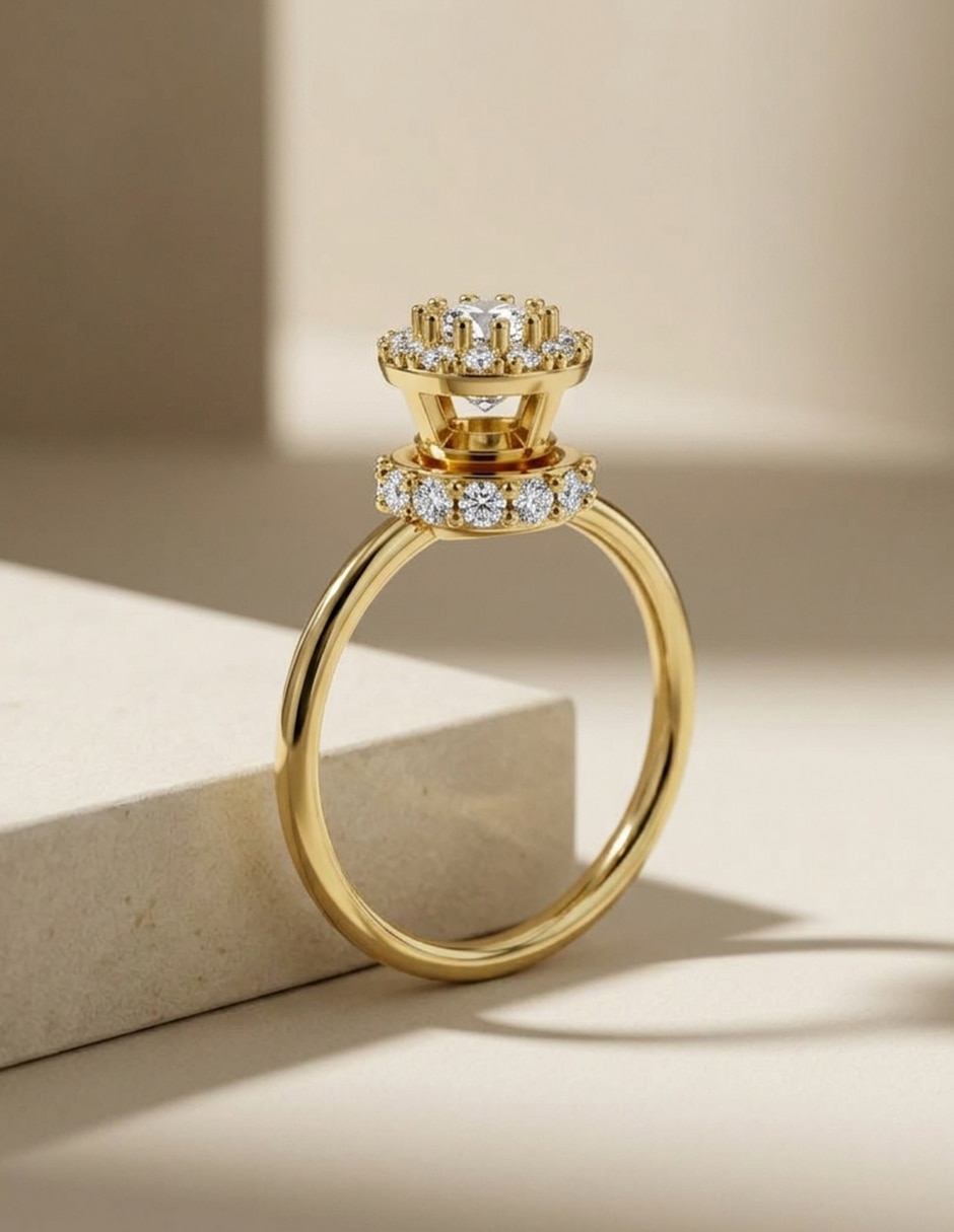 Anillo de compromiso de oro 14 k Amore Mio zirconia cúbica