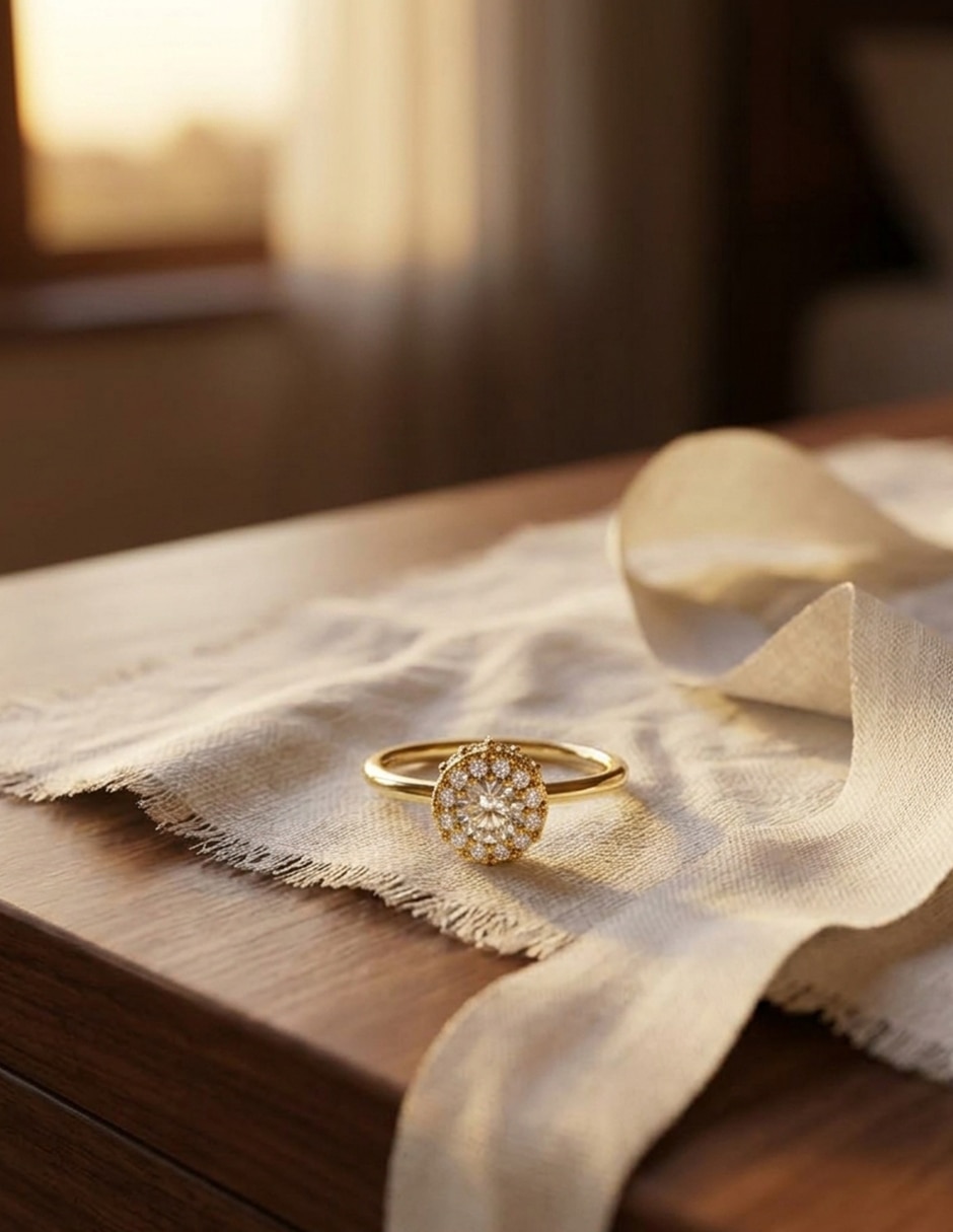 Anillo de compromiso de oro 14 k Amore Mio zirconia cúbica