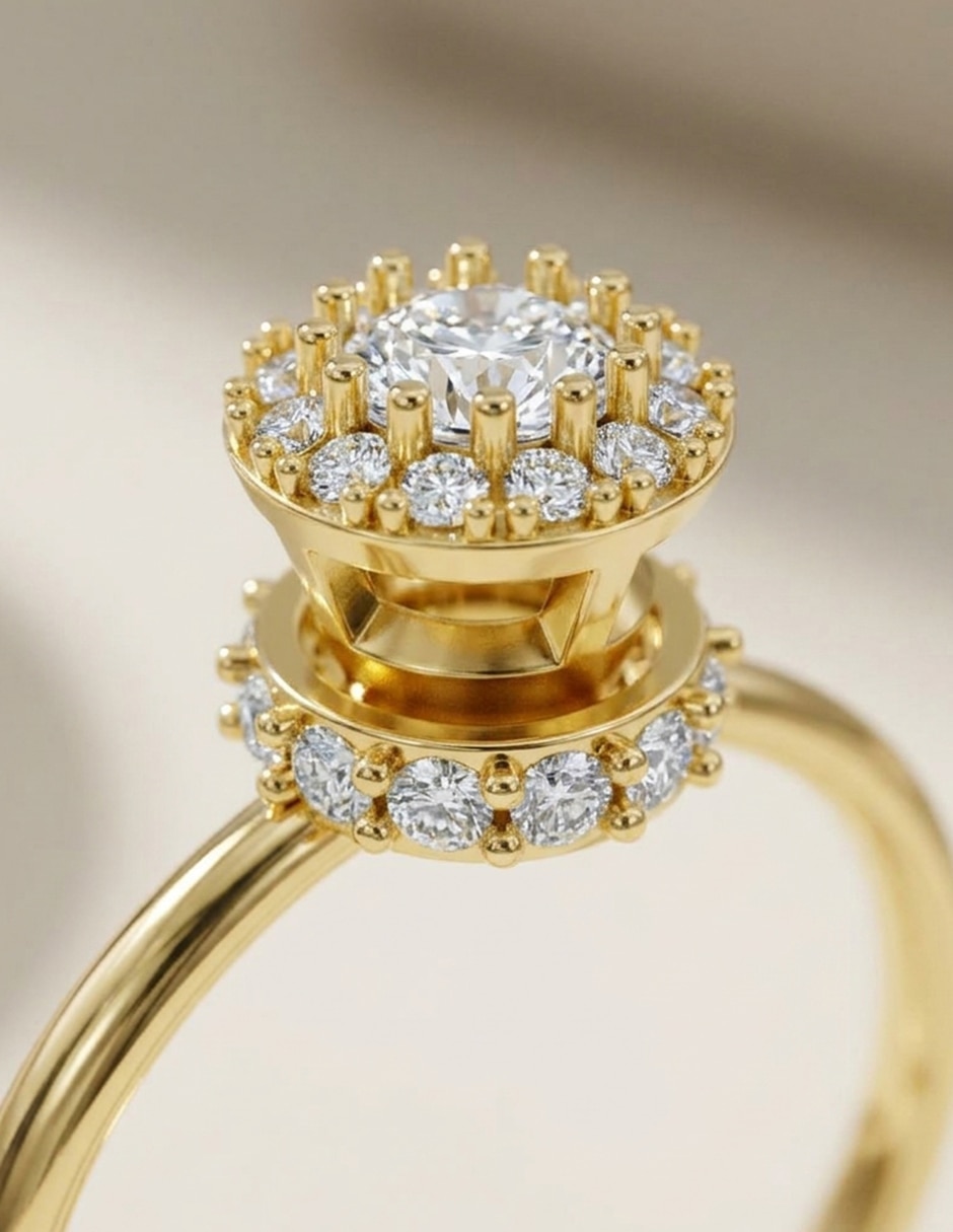 Anillo de compromiso de oro 14 k Amore Mio zirconia cúbica