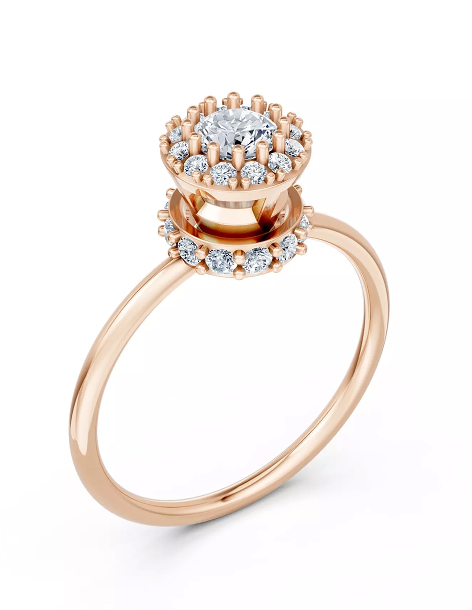 Anillo de compromiso de oro 18 k zirconia cúbica 5