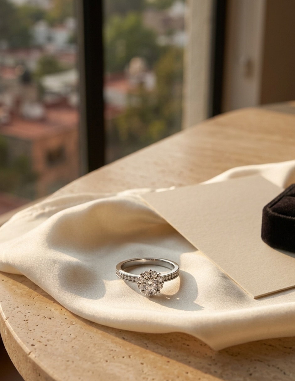 Anillo de compromiso de oro 9 k zirconia cúbica 8
