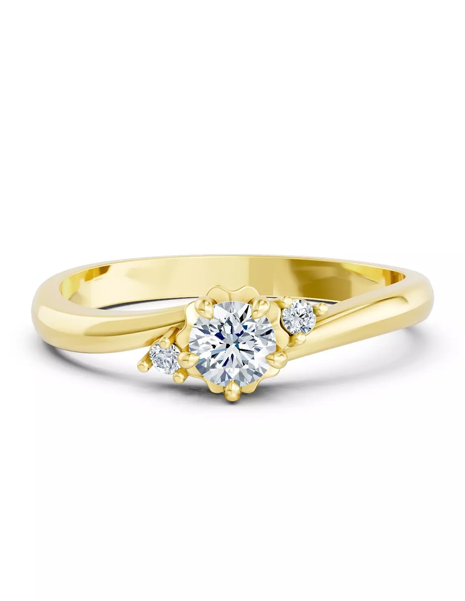 Anillo de compromiso de oro 14 k Amore Mio zirconia cúbica
