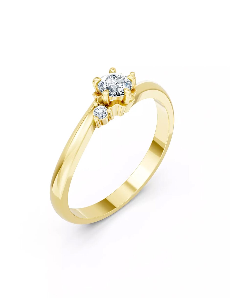 Anillo de compromiso de oro 14 k Amore Mio zirconia cúbica