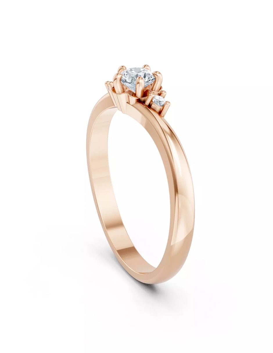 Anillo de compromiso de oro 14 k zirconia cúbica 3