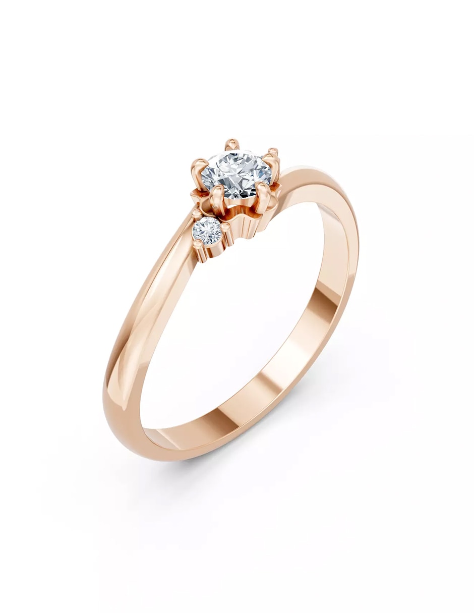Anillo de compromiso de oro 14 k zirconia cúbica 5