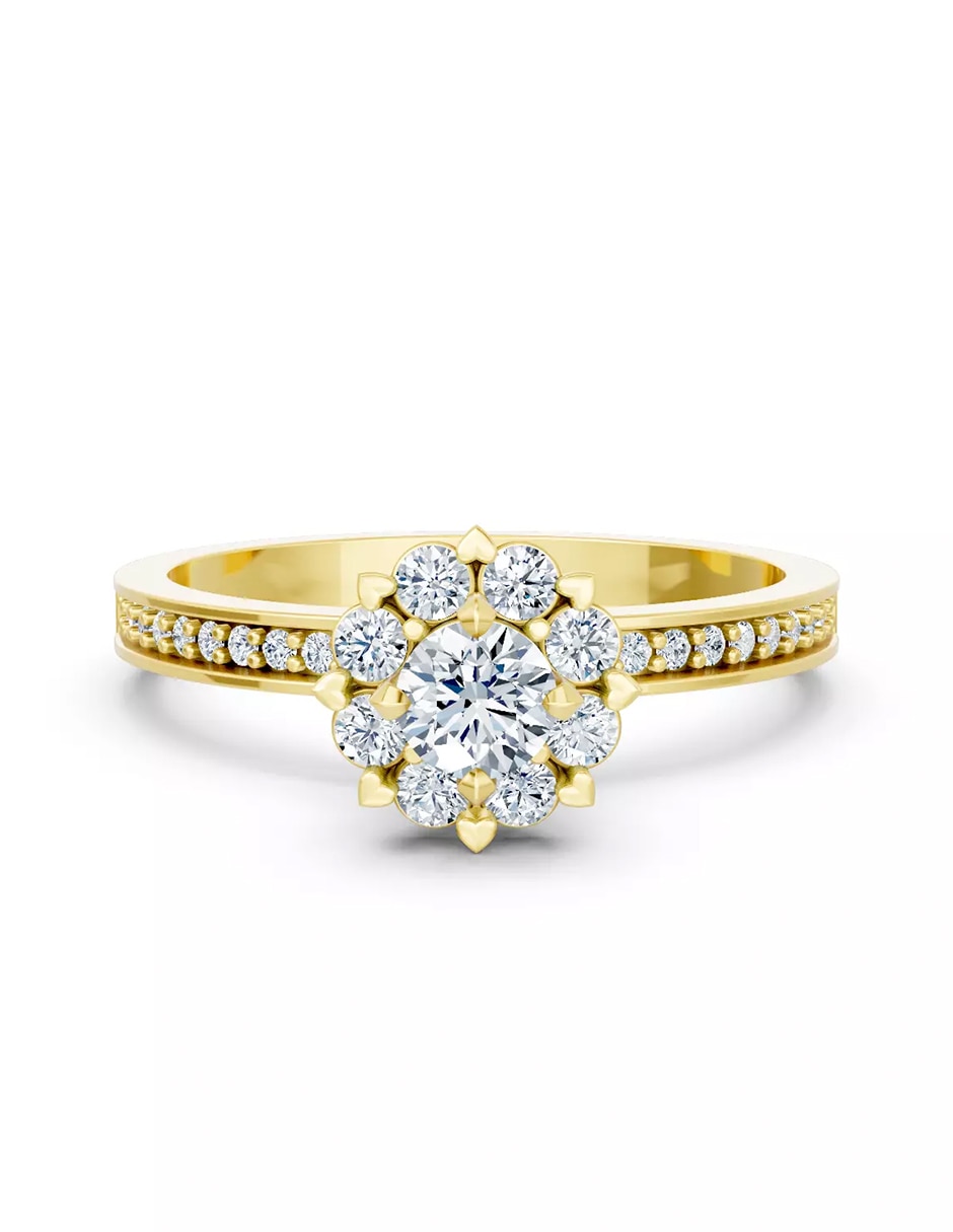 Anillo de compromiso de oro 14 k Amore Mio zirconia cúbica