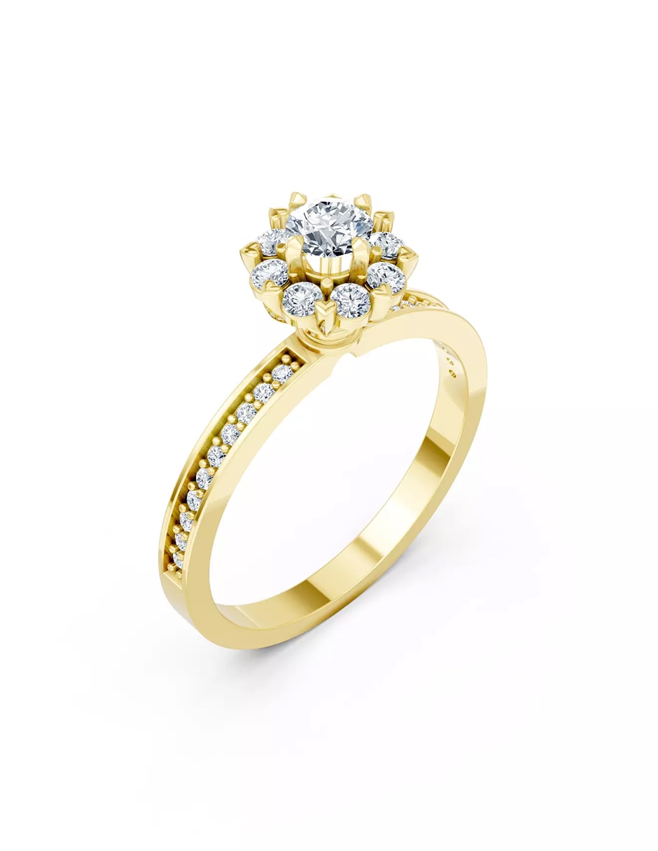 Anillo de compromiso de oro 14 k Amore Mio zirconia cúbica