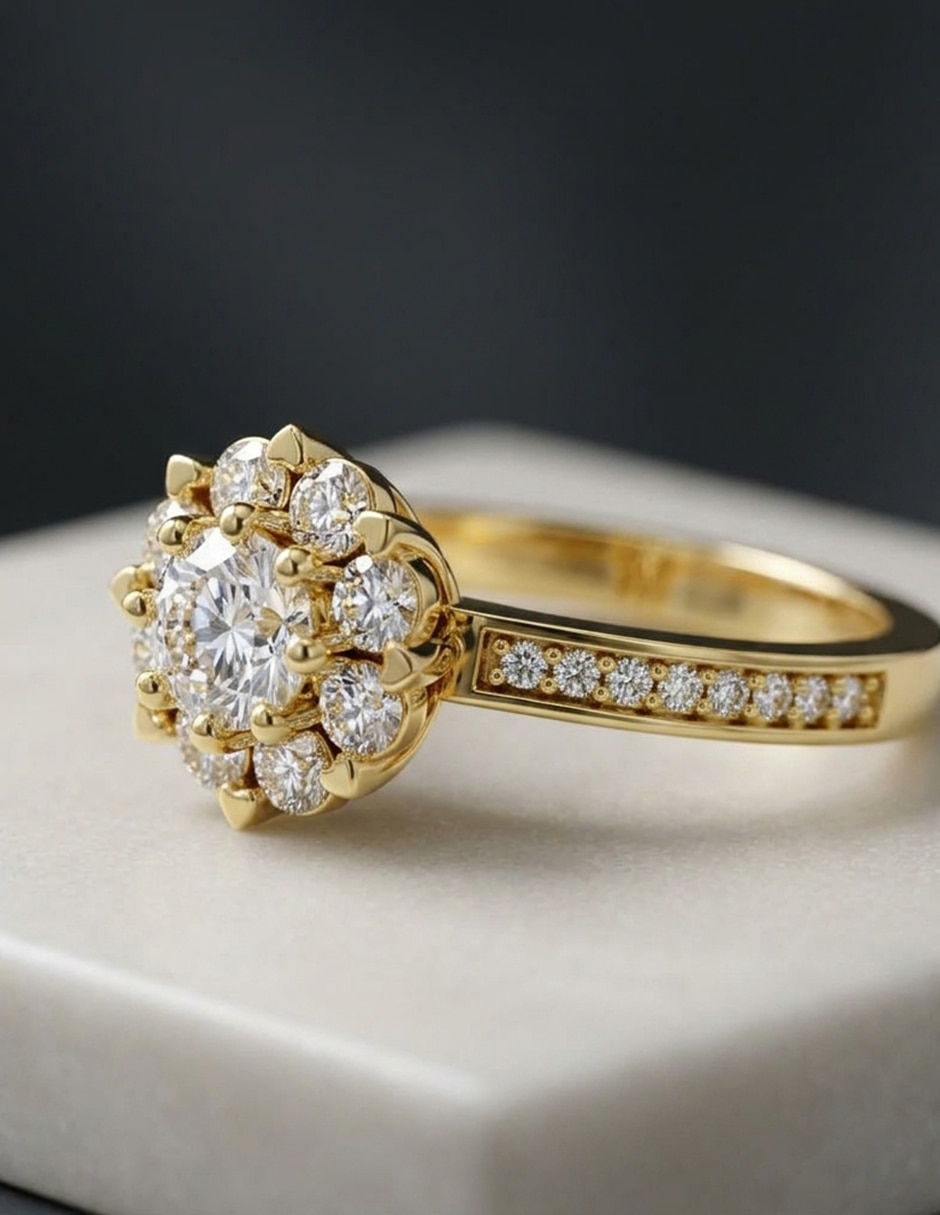 Anillo de compromiso de oro 14 k Amore Mio zirconia cúbica