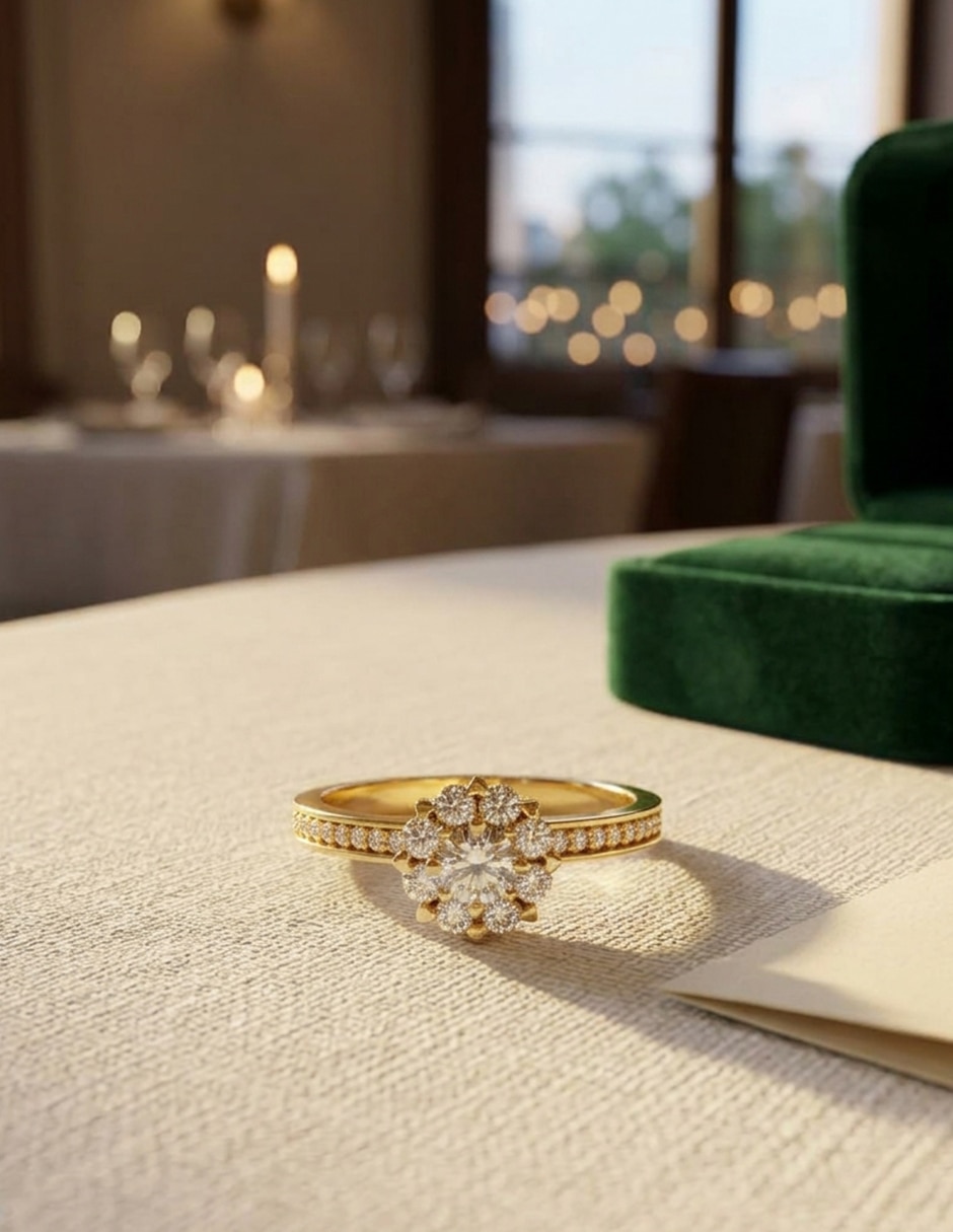 Anillo de compromiso de oro 14 k Amore Mio zirconia cúbica