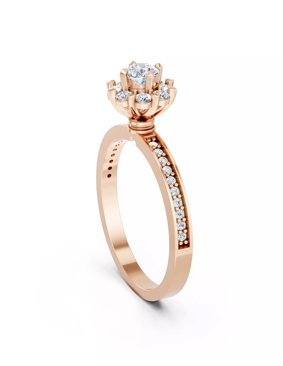 Anillo de compromiso de oro 14 k zirconia cúbica 4