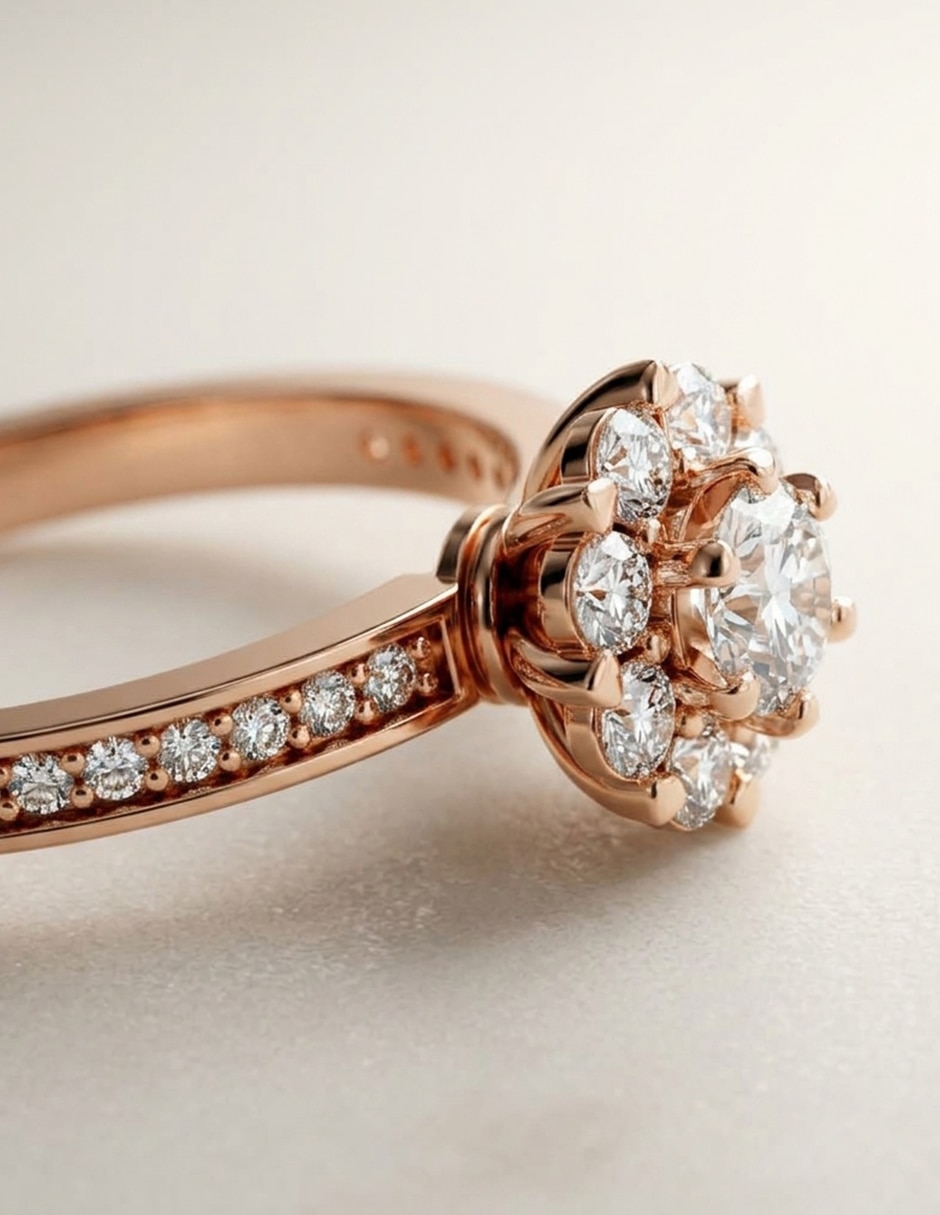 Anillo de compromiso de oro 14 k zirconia cúbica 5