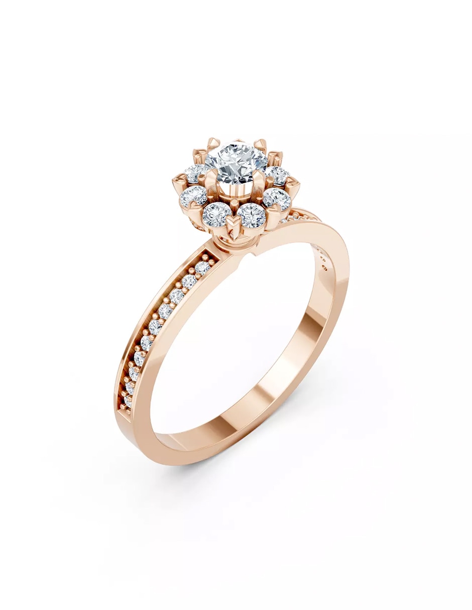Anillo de compromiso de oro 14 k zirconia cúbica 6