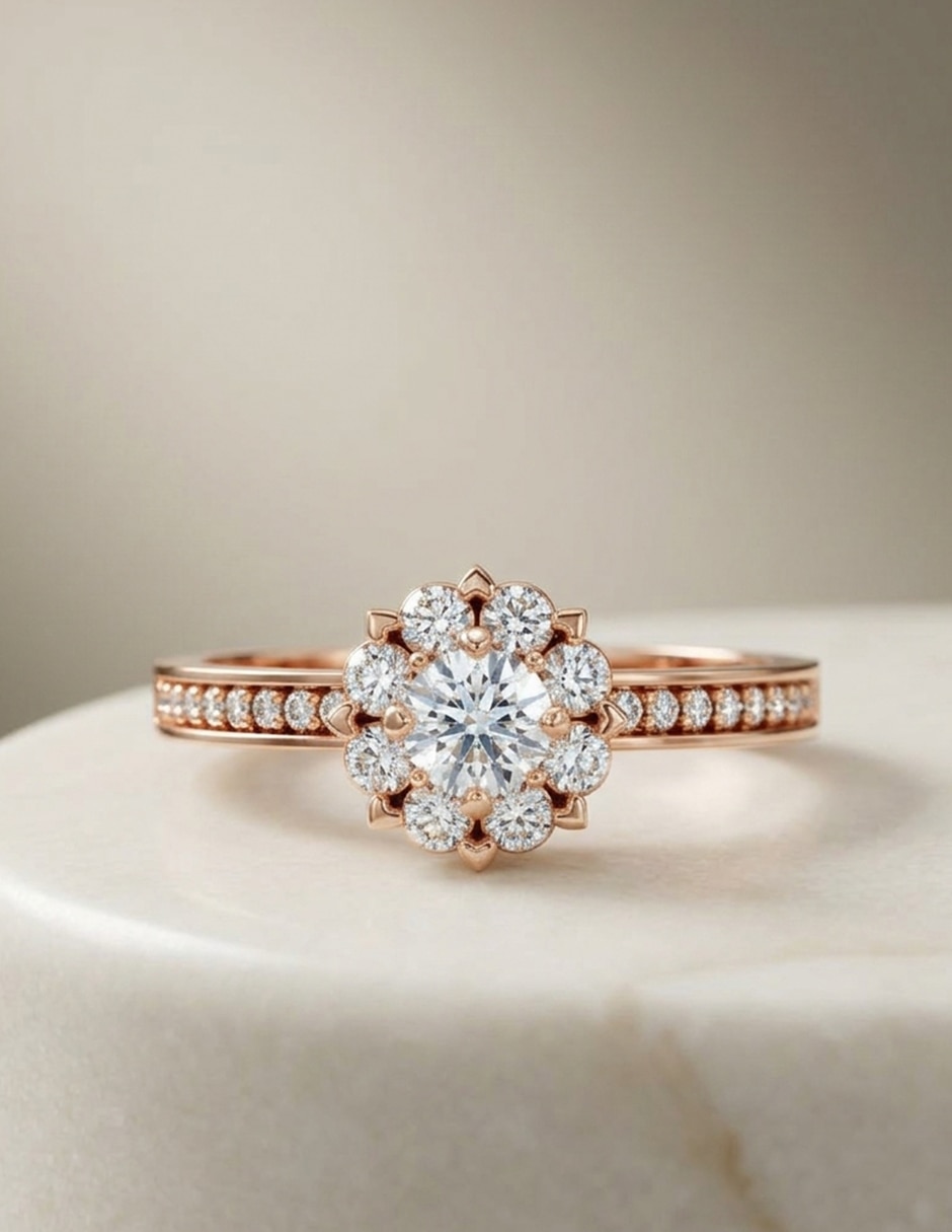 Anillo de compromiso de oro 14 k zirconia cúbica 7
