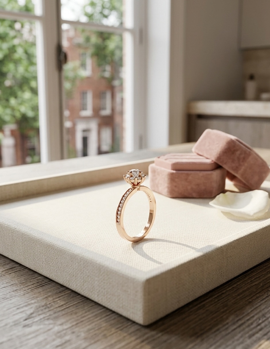 Anillo de compromiso de oro 14 k zirconia cúbica 8