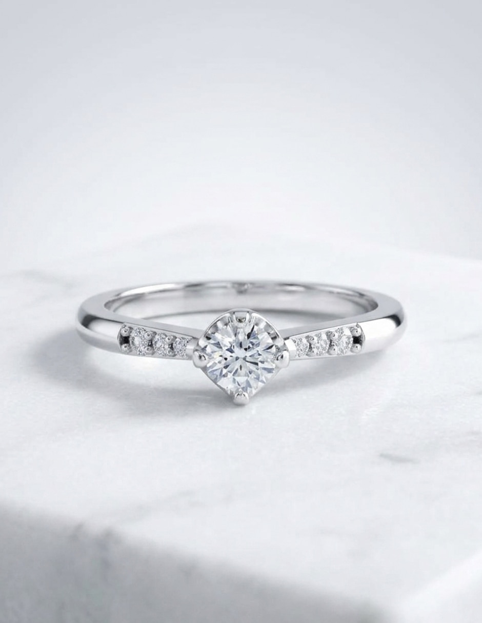 Anillo de compromiso de Oro 18 k zirconia cúbica 7