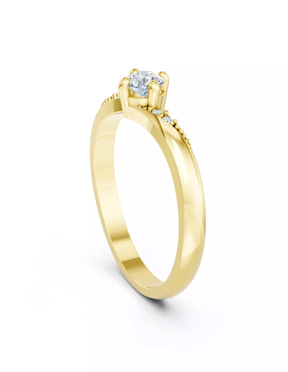 Anillo de compromiso de Oro 14 k zirconia cúbica 3