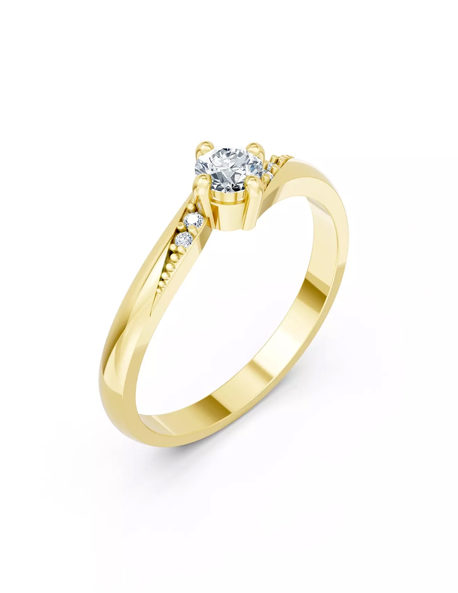 Anillo de compromiso de Oro 14 k zirconia cúbica 5