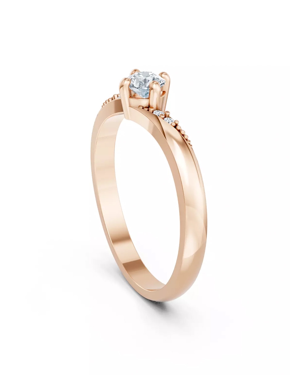Anillo de compromiso de Oro 9 k zirconia cúbica 3