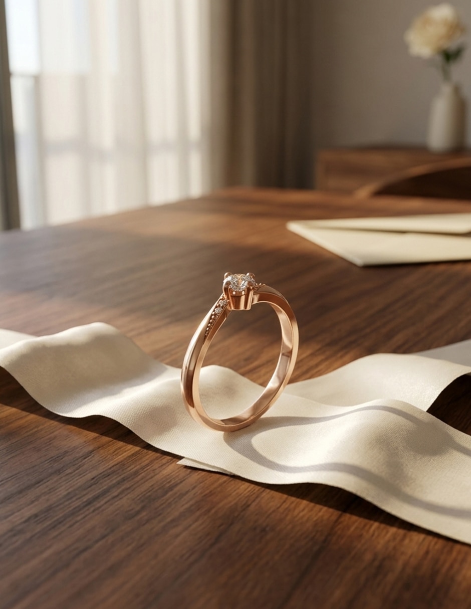 Anillo de compromiso de Oro 9 k zirconia cúbica 7