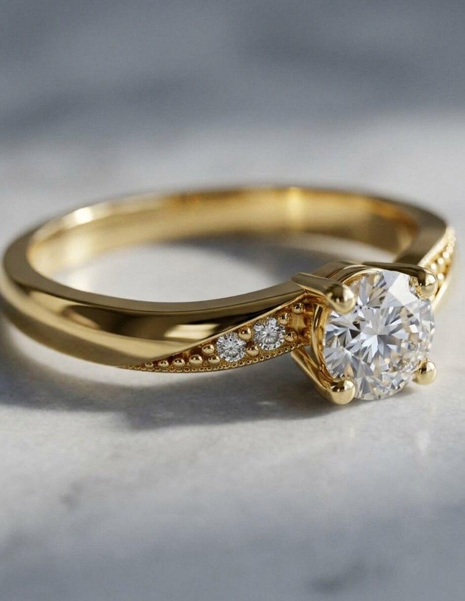 Anillo de compromiso de Oro 9 k zirconia cúbica 7