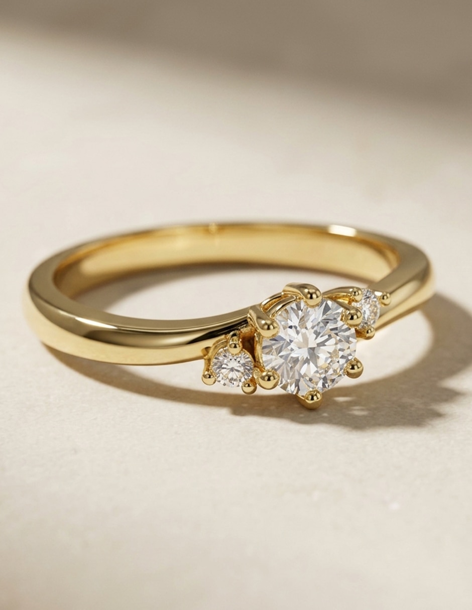 Anillo de compromiso de oro 14 k Amore Mio zirconia cúbica