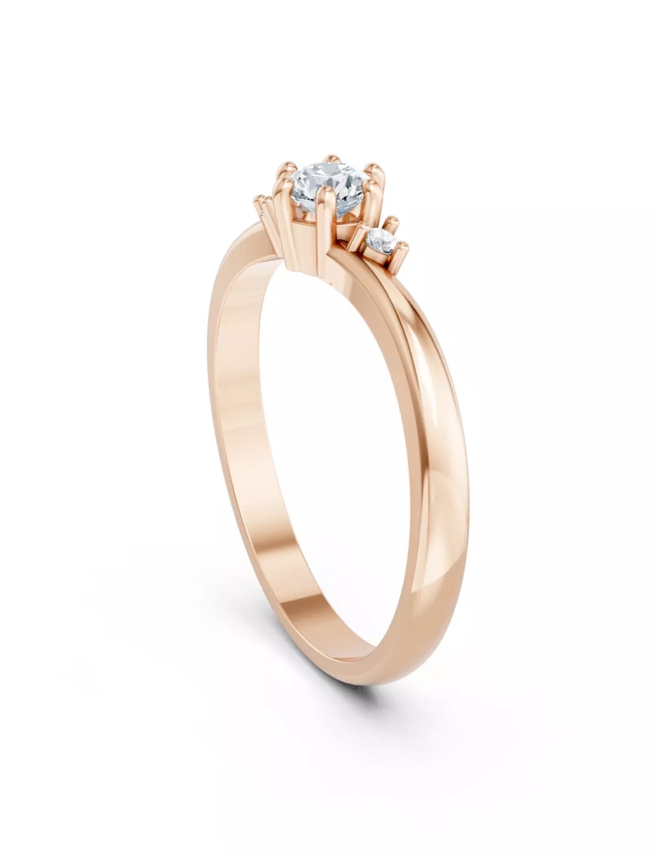 Anillo de compromiso de oro 14 k zirconia cúbica 3