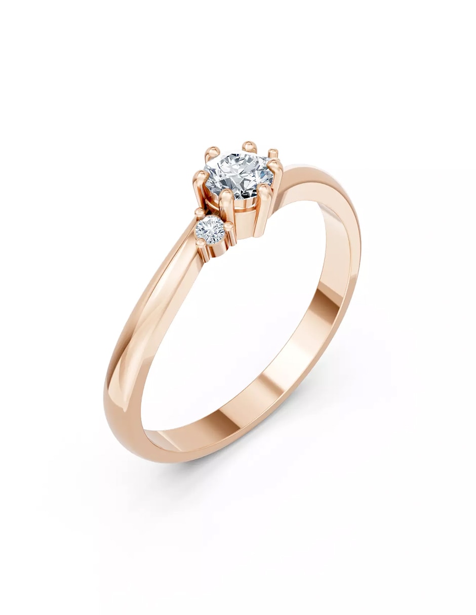 Anillo de compromiso de oro 14 k zirconia cúbica 4