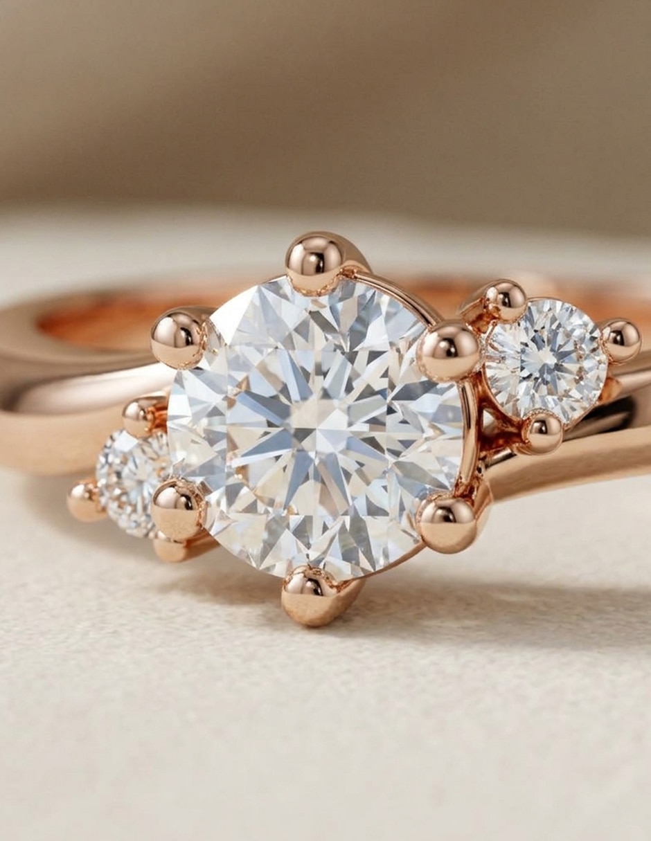 Anillo de compromiso de oro 14 k zirconia cúbica 5