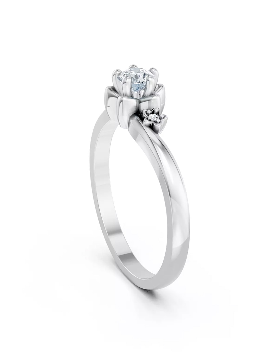 Anillo de compromiso de Oro 14 k zirconia cúbica 4