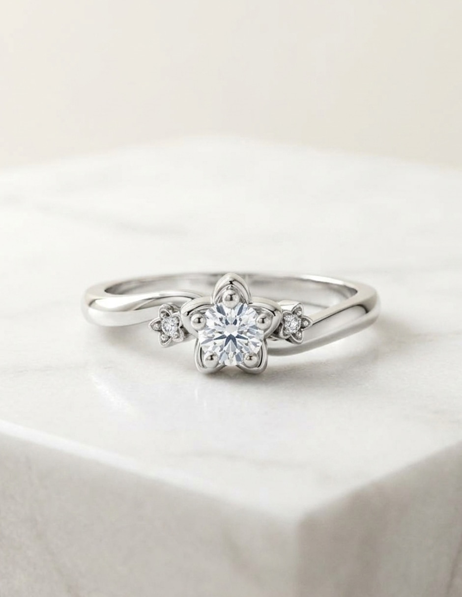 Anillo de compromiso de Oro 14 k zirconia cúbica 5