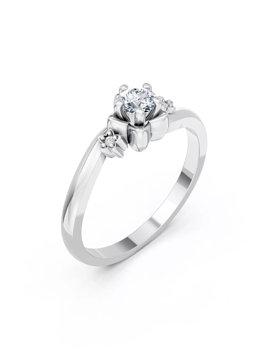 Anillo de compromiso de Oro 14 k zirconia cúbica 6