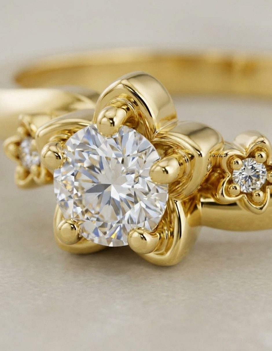 Anillo de compromiso de oro 14 k Amore Mio zirconia cúbica