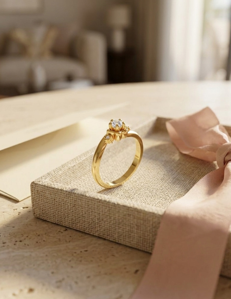 Anillo de compromiso de oro 14 k Amore Mio zirconia cúbica