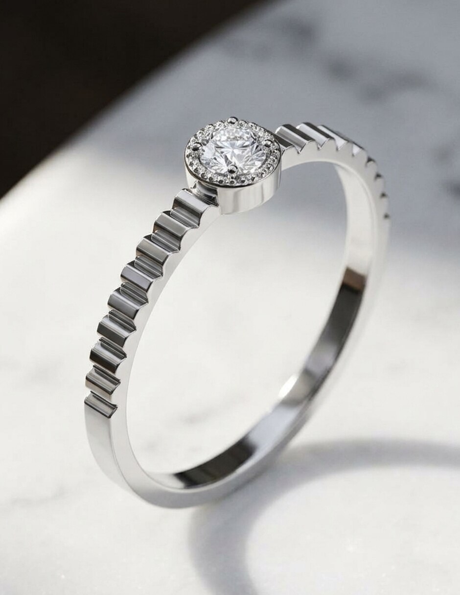 Anillo de compromiso de Oro 18 k zirconia cúbica 7