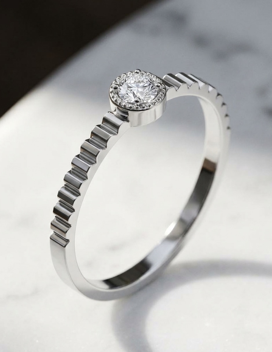 Anillo de compromiso de oro 14 k zirconia cúbica 7