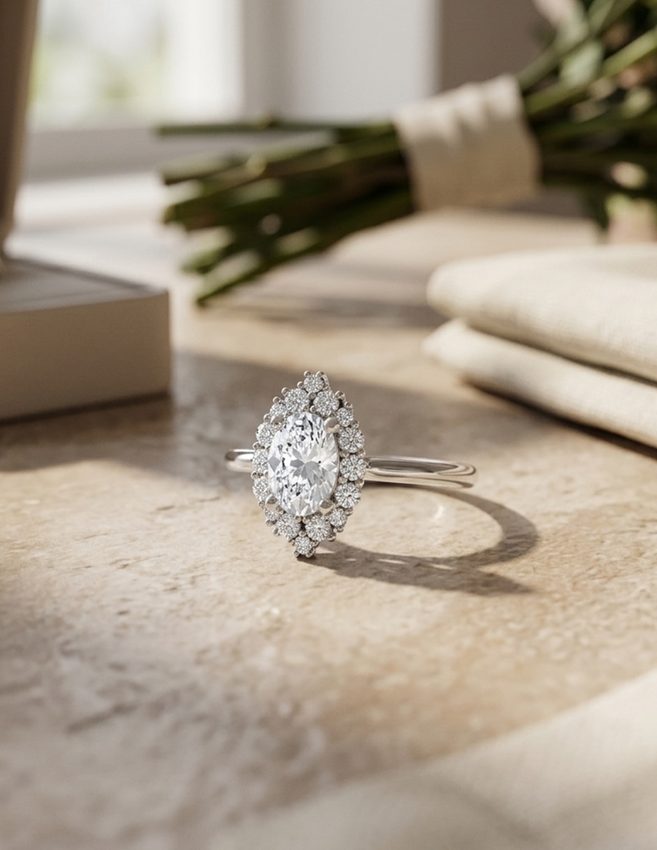 Anillo de compromiso de oro 9 k zirconia cúbica 4