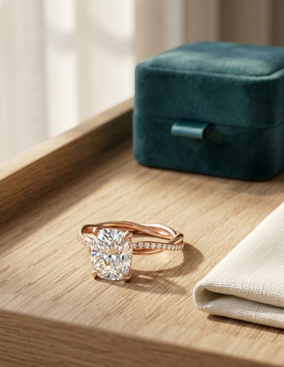 Anillo de compromiso de Oro 18 k zirconia cúbica 4