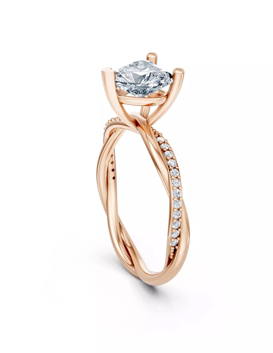 Anillo de compromiso de Oro 14 k zirconia cúbica 3