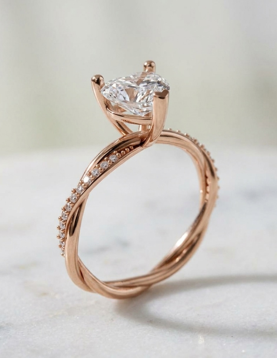 Anillo de compromiso de Oro 14 k zirconia cúbica 4