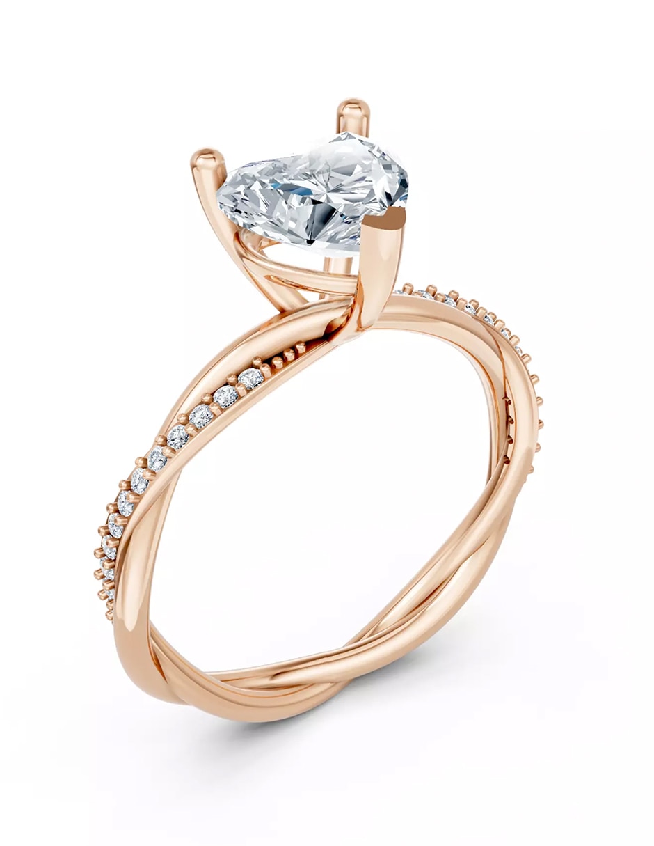 Anillo de compromiso de Oro 14 k zirconia cúbica 5