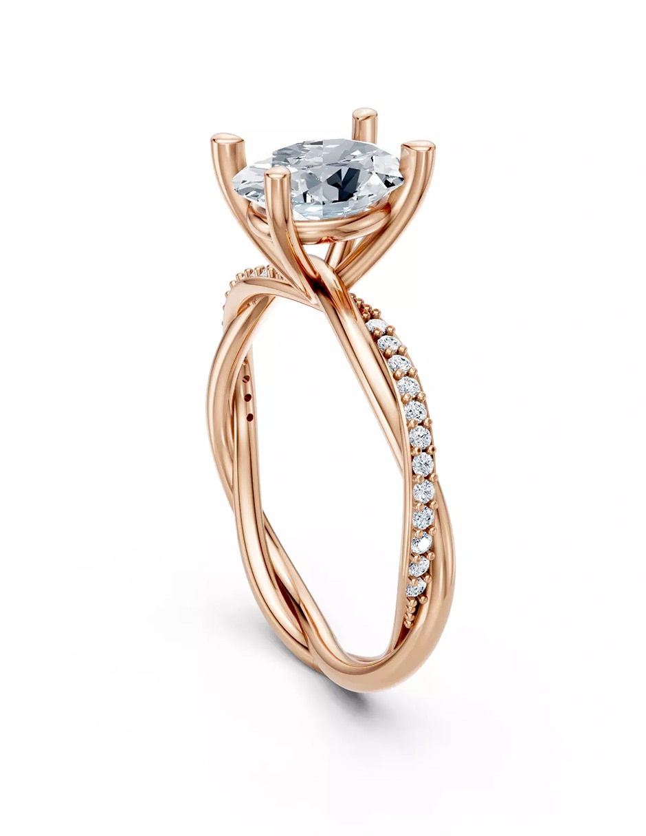Anillo de compromiso de Oro 14 k zirconia cúbica 3