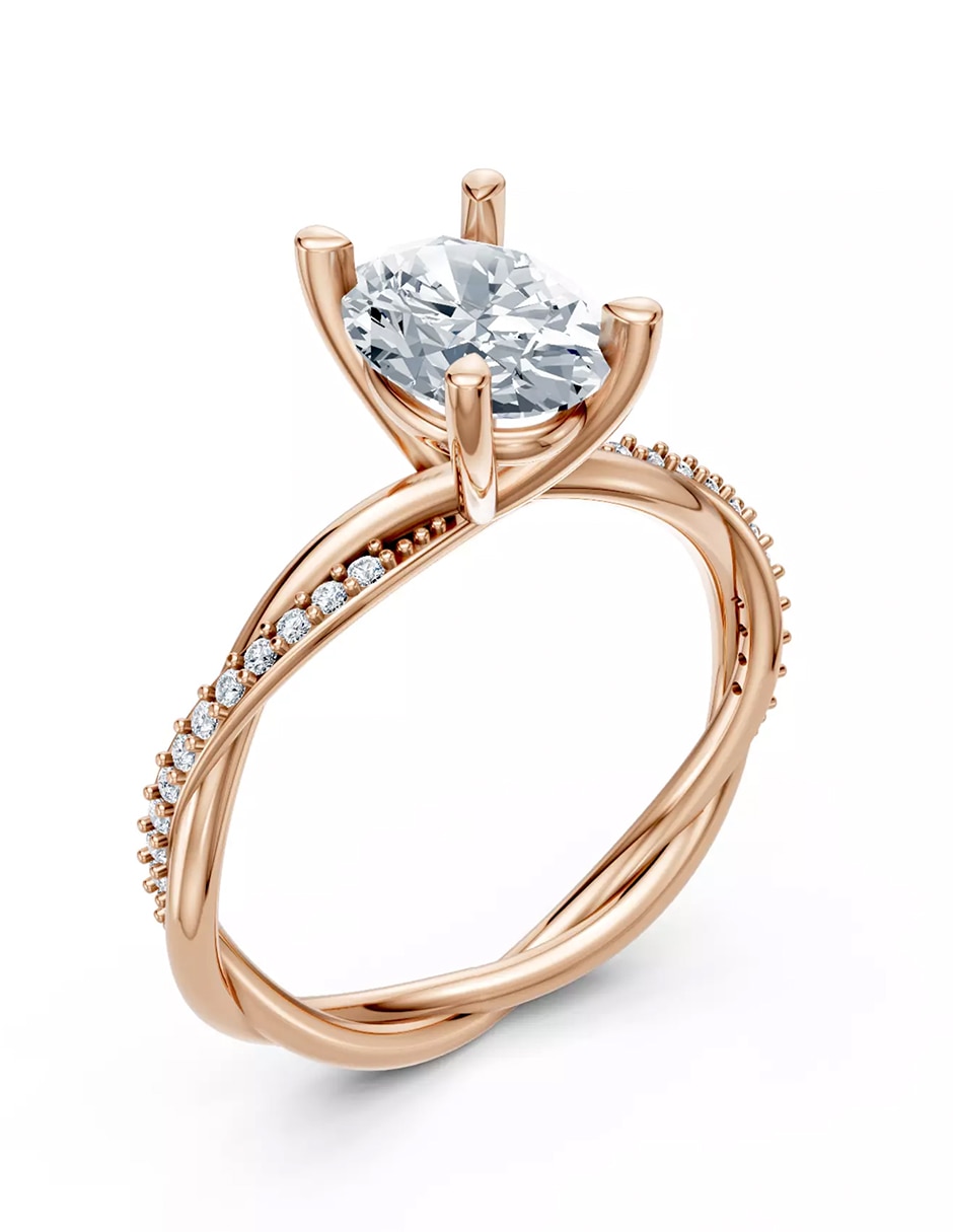 Anillo de compromiso de Oro 14 k zirconia cúbica 4