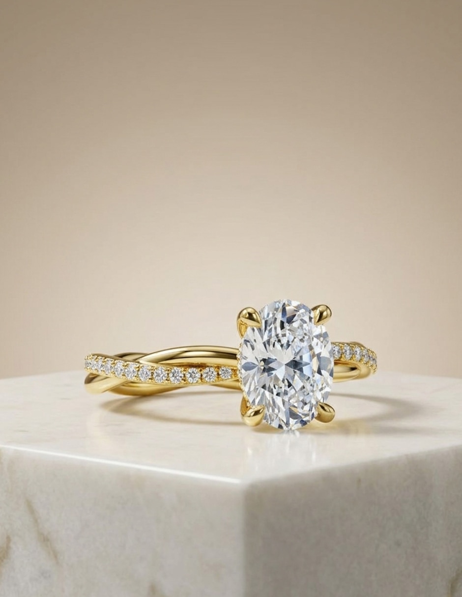 Anillo de compromiso de oro 14 k Amore Mio zirconia cúbica