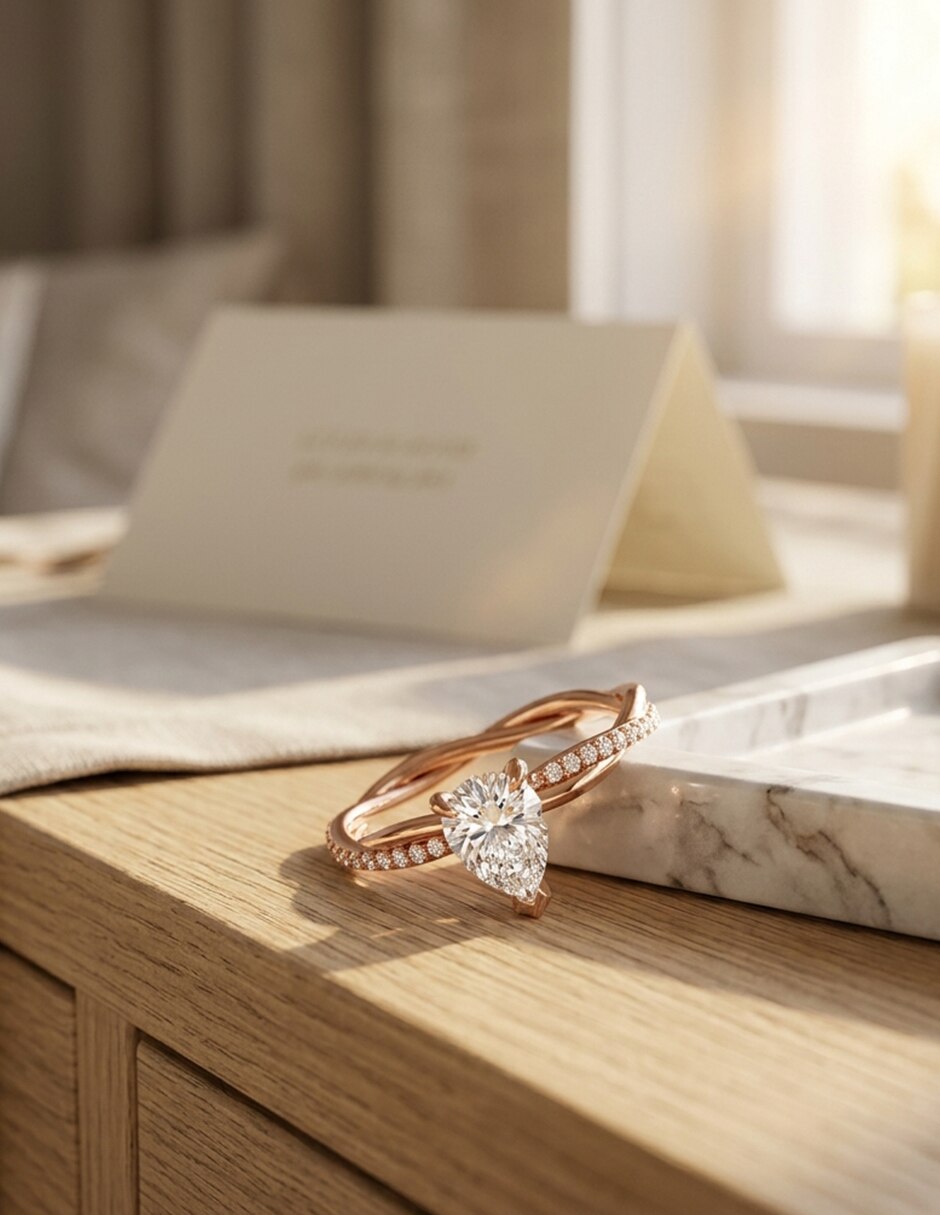Anillo de compromiso de Oro 9 k zirconia cúbica 7