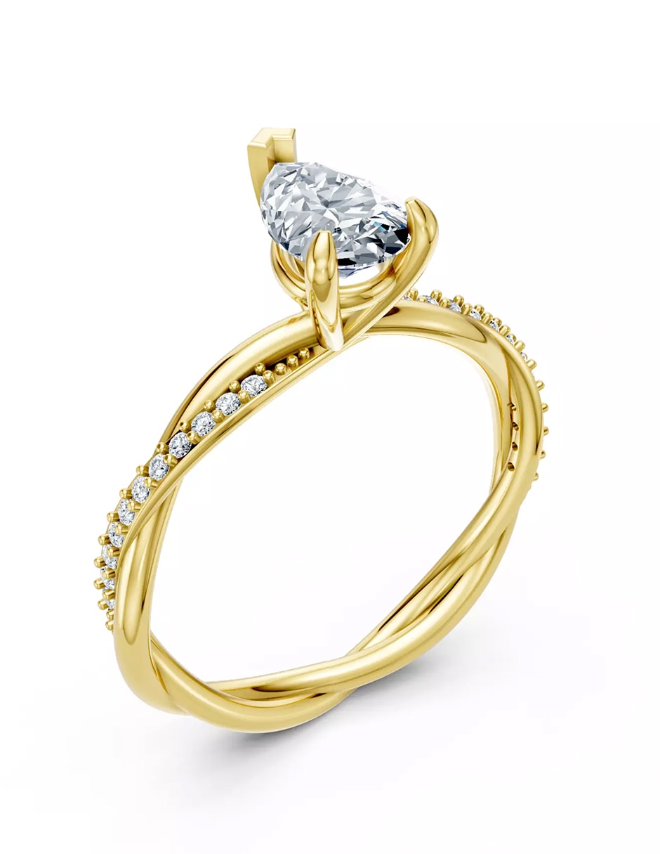 Anillo de compromiso de oro 14 k Amore Mio zirconia cúbica