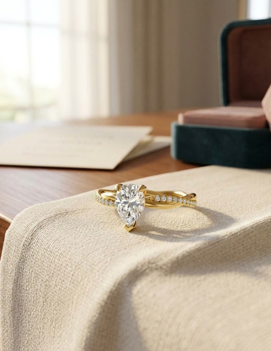 Anillo de compromiso de oro 14 k Amore Mio zirconia cúbica