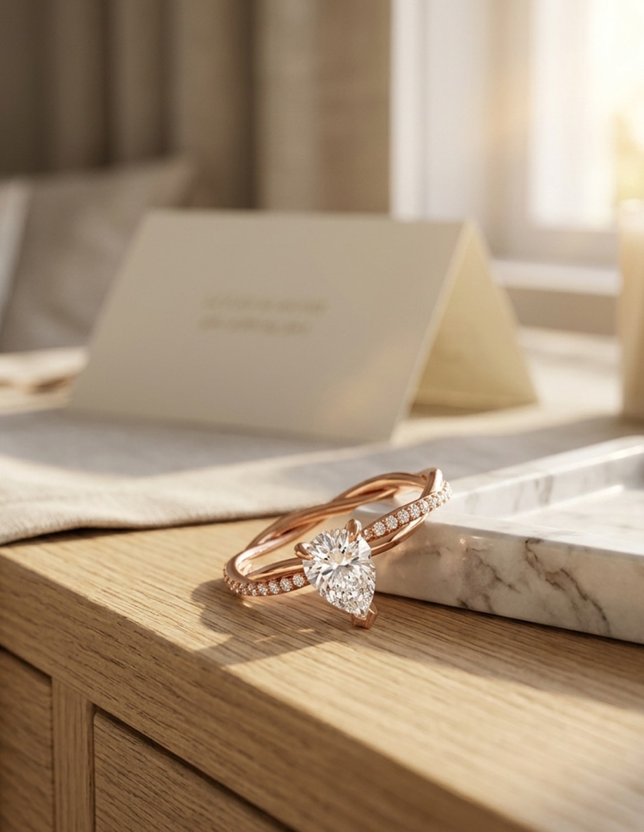 Anillo de compromiso de oro 14 k 7