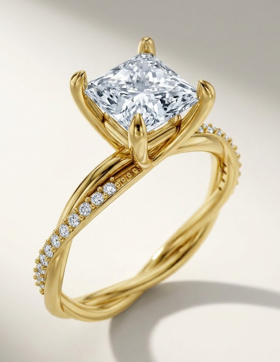 Anillo de compromiso de oro 9 k Amore Mio zirconia cúbica