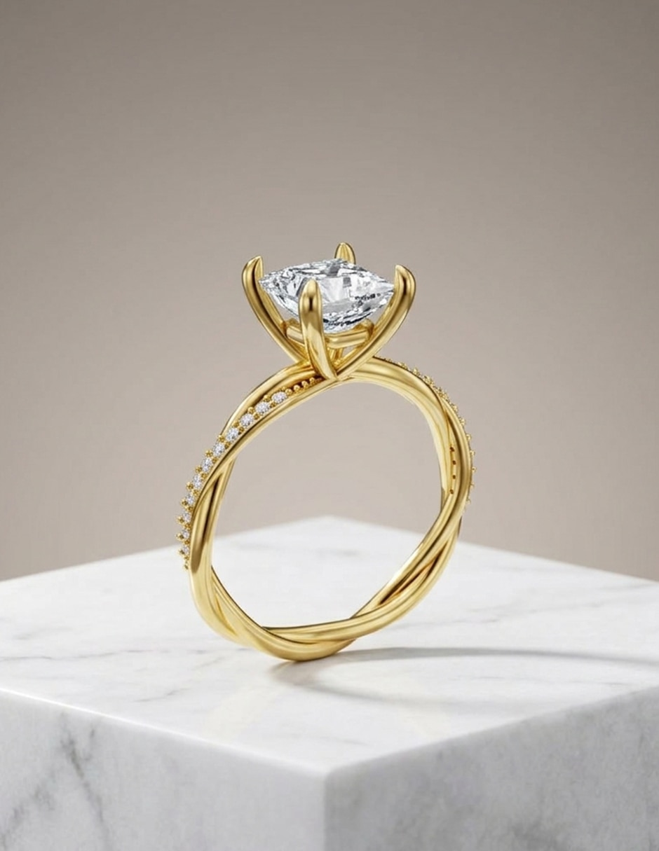 Anillo de compromiso de oro 9 k Amore Mio zirconia cúbica